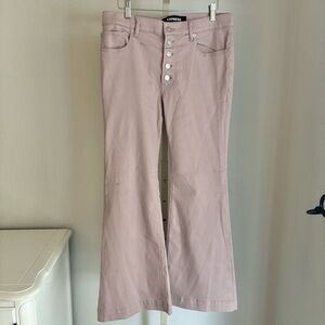 Express High Rise Bell Flare Stretch Jeans in Dusty Pink Button Fly, Sz 10S, NWT